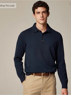 J. Crew Heritage cotton sweater-polo Knit Henley Polo 100% cotton size large new
